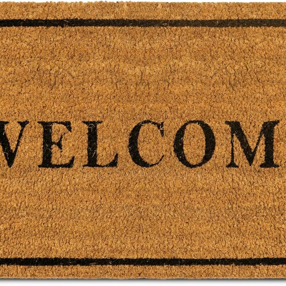 Coco Coir Door Mat with Heavy Duty Backing, Welcome Doormat, 17.5”x30” Size, Eas